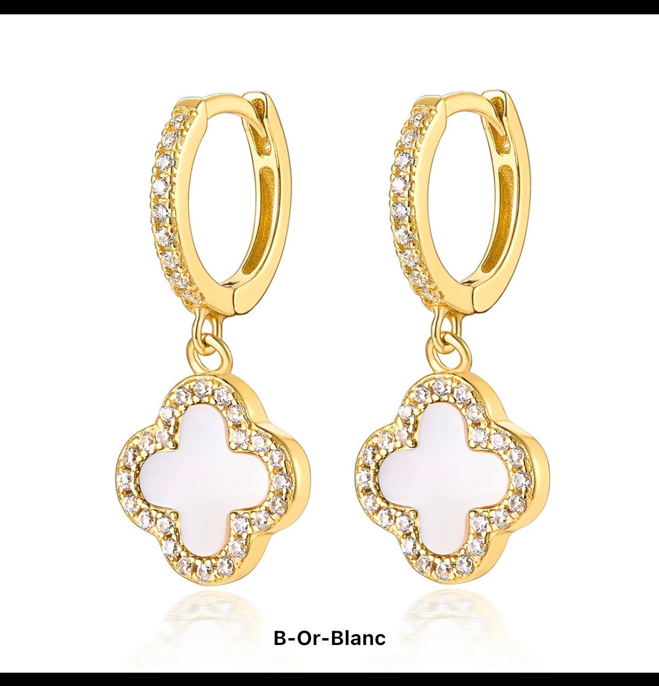 Boucles d'oreilles en argent sterling 925 or plaqué blanc